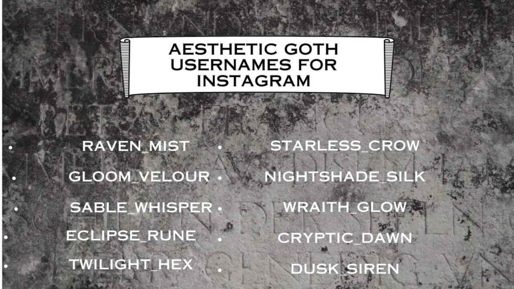 Aesthetic Goth Usernames for Instagram