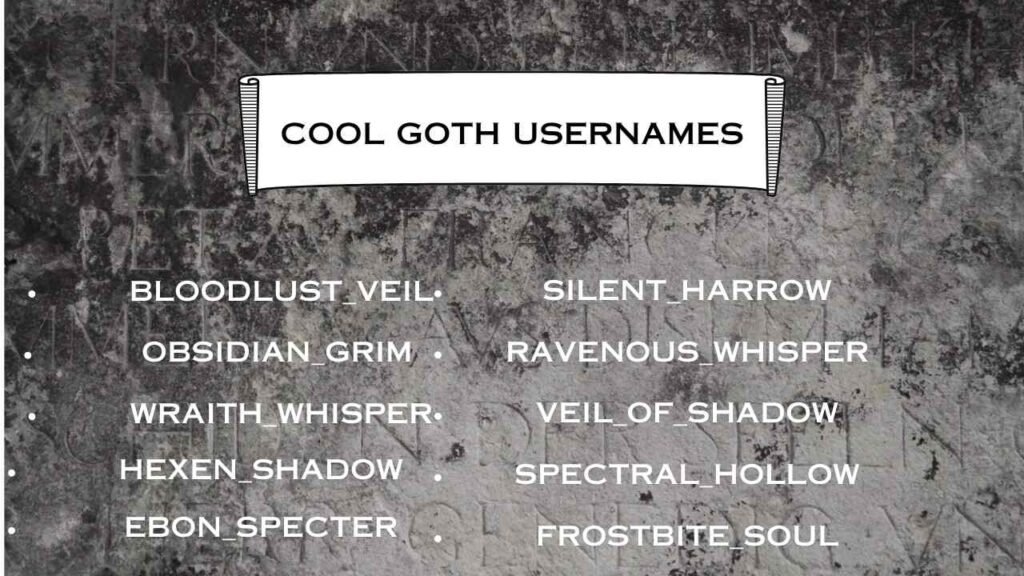 Cool Goth Usernames