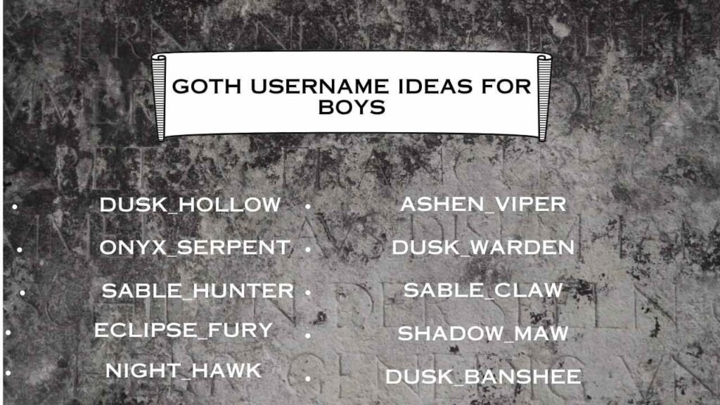 Goth Username Ideas for Boys