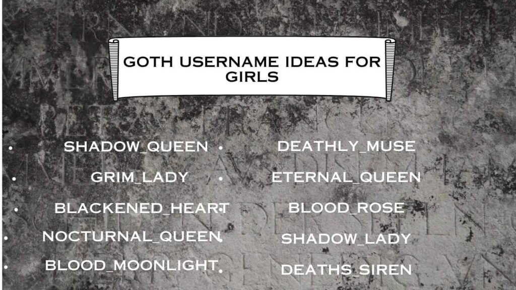 Goth Username Ideas for Girls