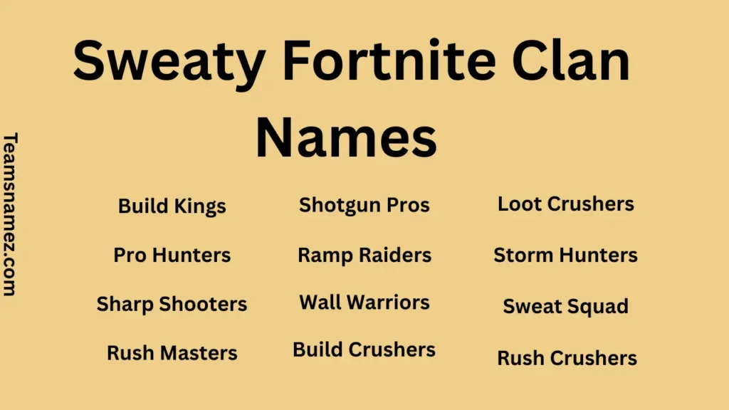 Sweaty Fortnite Clan Names