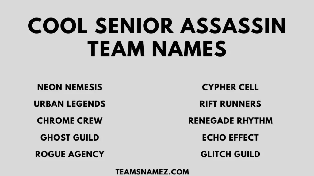 Cool Senior Assassin Team Names ideas