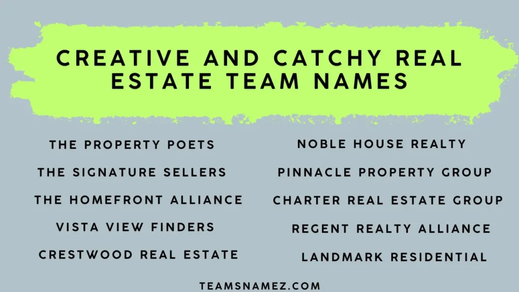 Creative and Catchy Real Estate Team Names