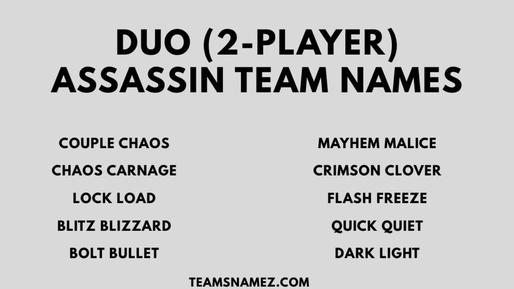 Duo (2-Player) Assassin Team Names ideas