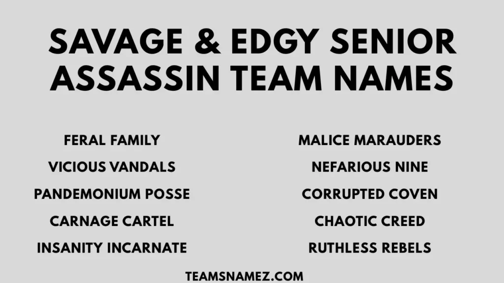 Savage & Edgy Senior Assassin Team Names ideas