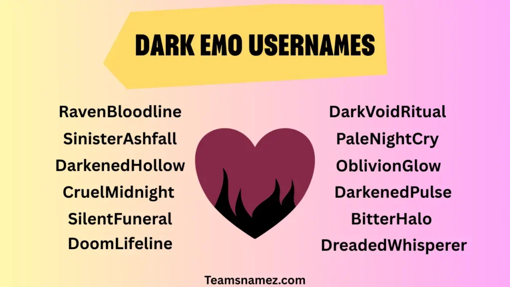 Dark Emo Username list